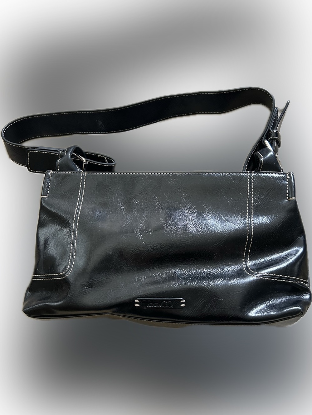 Nine & Co. Black Shoulder Bag with Contrast Stitching